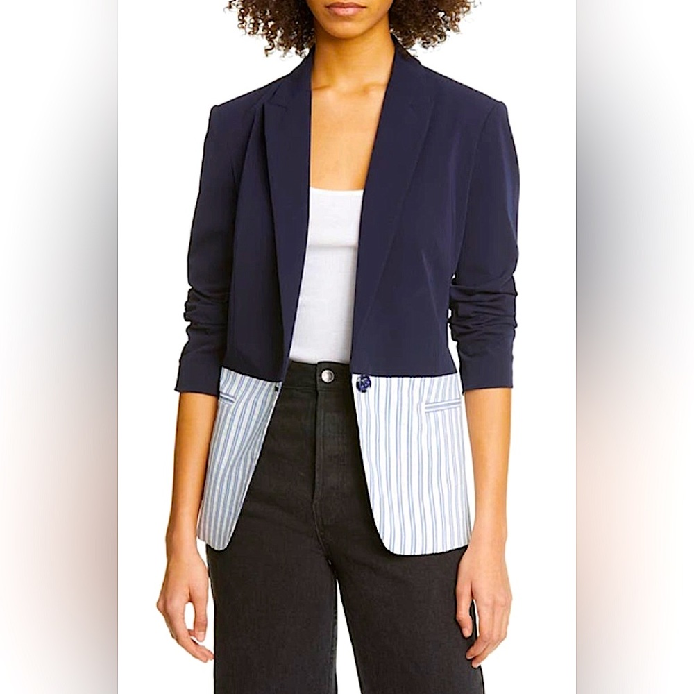 Tanya Taylor Darwin Blazer In Navy Size 4 NWT